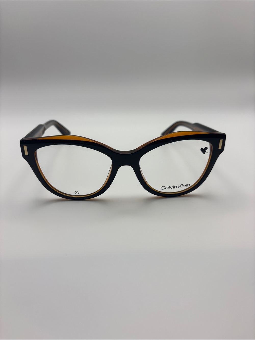 Calvin Klein Black and Brown Cat-Eye Glasses